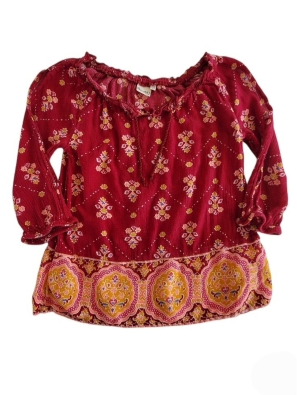 K1122 * Mudd Girls Peasant Style Blouse Red Orange Size 7/8